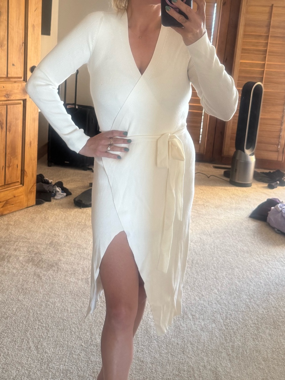Banana Republic Cream Wrap Midi Dress